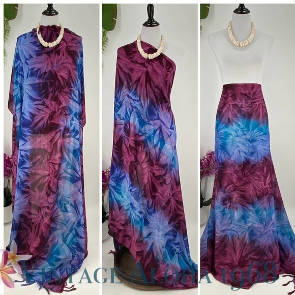 Purple Red Tie Dye SARONG Pareo Lavalava Beach Wrap Skirt Summer Scarf - Picture 4 of 4